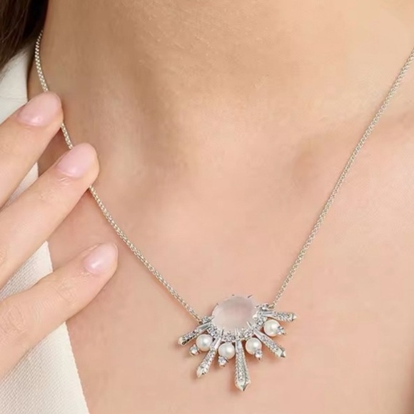 NWOT Winter Sun Rays Necklace, crystal quartz and pearls, Sterling silver - Picture 1 of 17